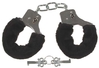 Handschellen mit 2 Schlüssel, chrom, Fellüberzug in schwarz